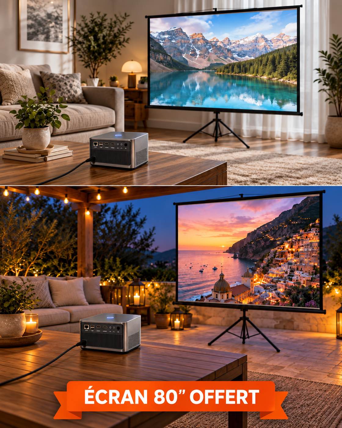 Projektorland Grand Cinema – 4K-kompatibel, Full HD 1080p, 580 ANSI-lumen, HDMI och USB
