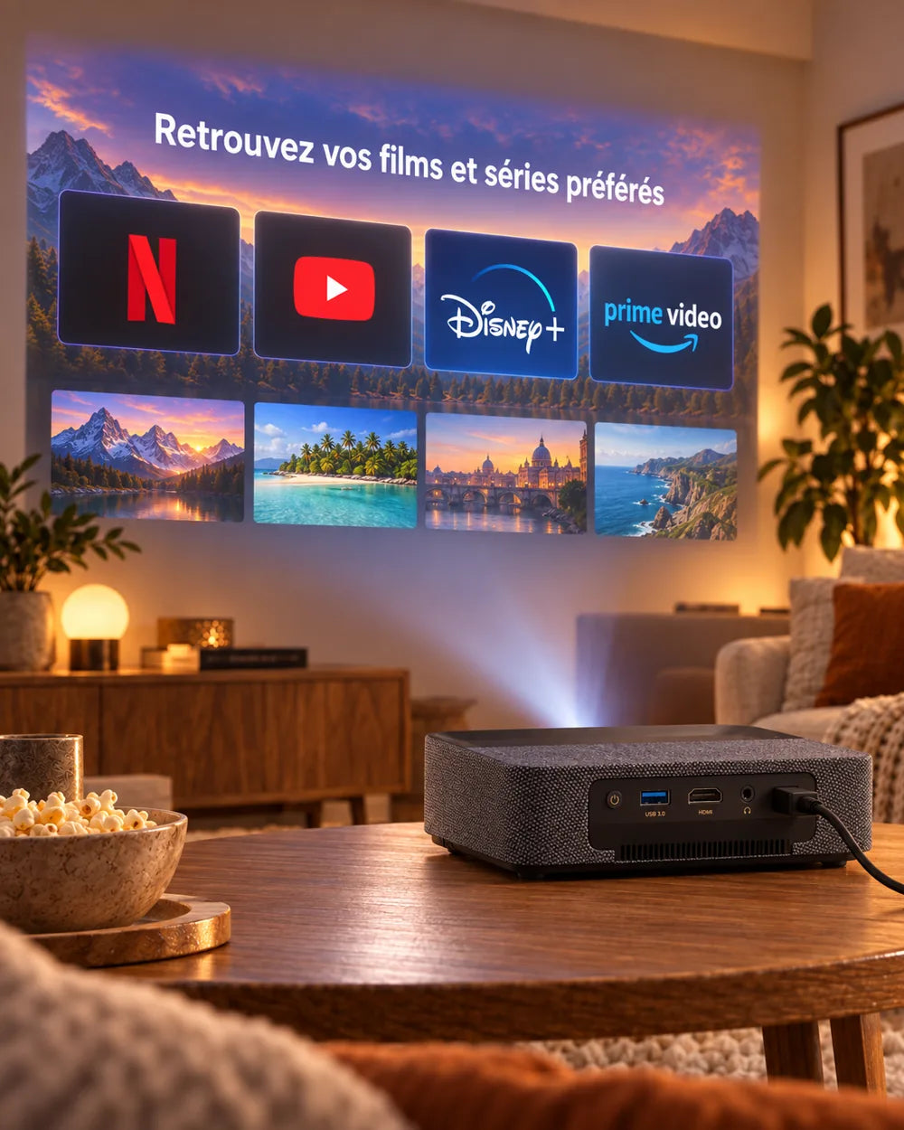 Projektorland Aura Laser – 4K UHD-kompatibel laserprojektor, 1100 ANSI-lumen, nativ Full HD