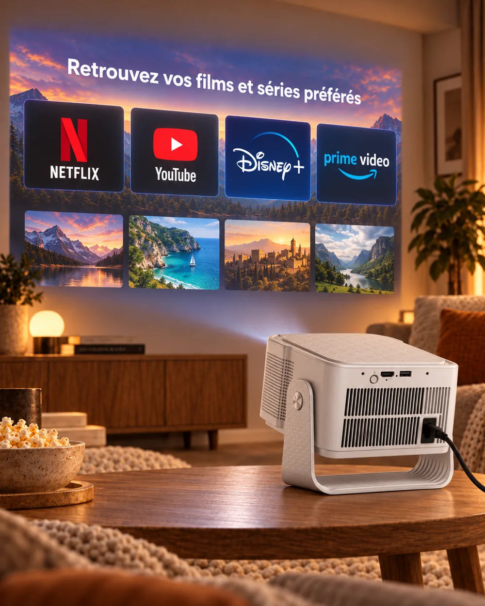 Projektor Projektorland Horizon Max – 600 ANSI-lumen, Full HD 1080p, autofokus, Android 14, Wi-Fi 6 och Bluetooth 5.4