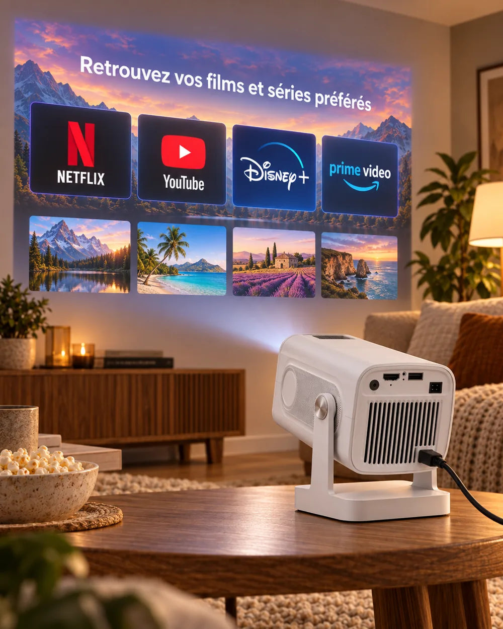 Miniprojektor Projektorland Nova – 260 ANSI-lumen, Full HD 1080p, Android, Wi-Fi 6 och Bluetooth 5.4